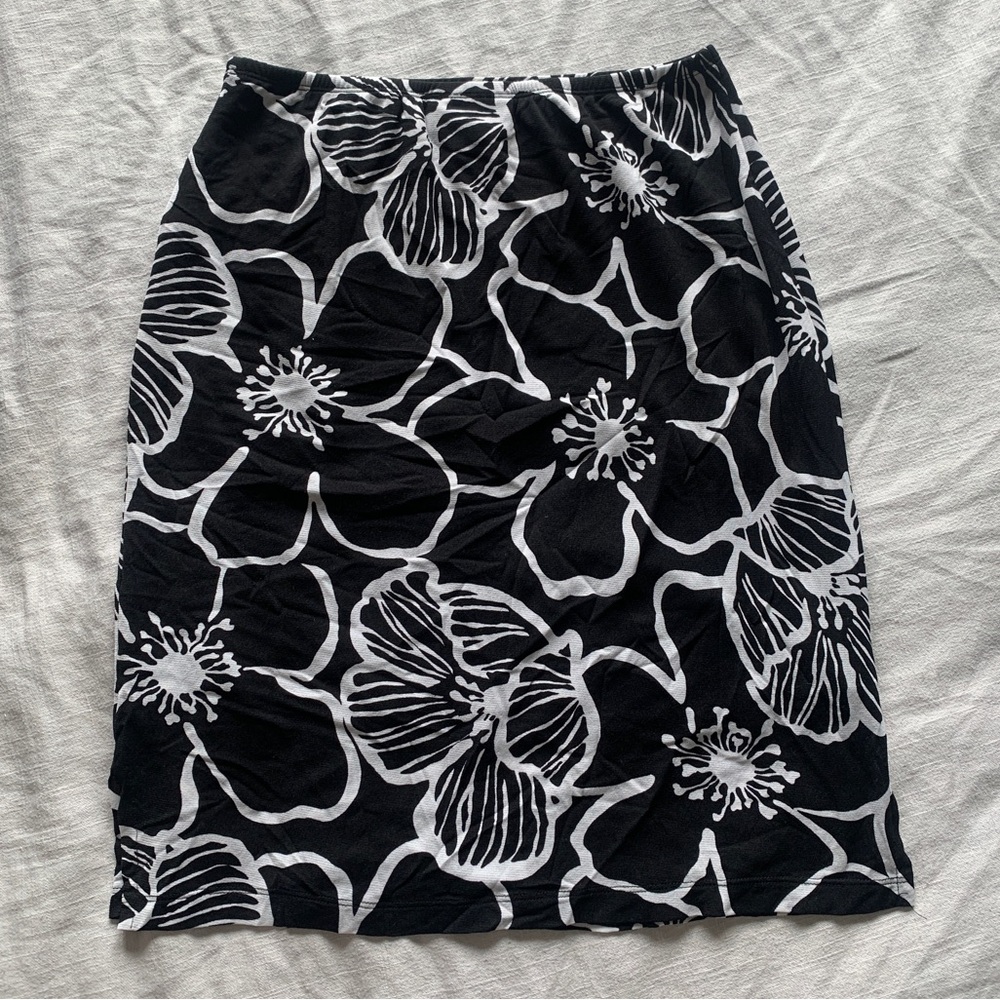 Black and White Floral Skirt